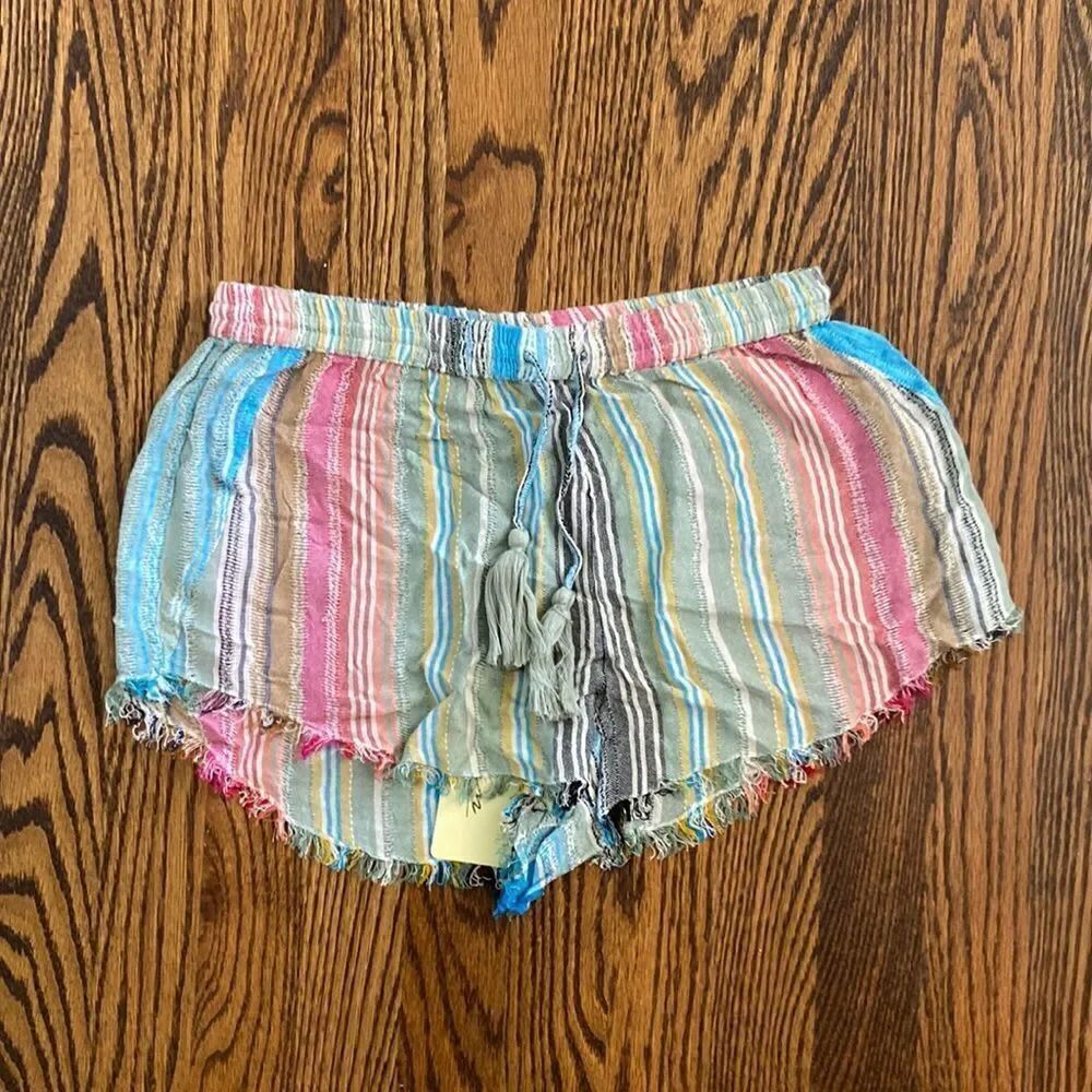 NWT Elan Small Short Shorts Bohemian Style Drawstring Tassles